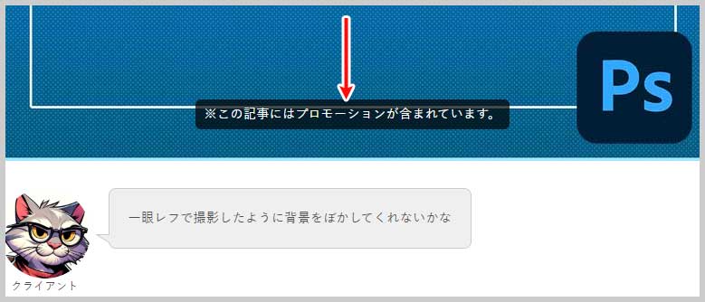 「この記事にはプロモーションが含まれています。」の記載例