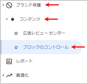 ブランド保護 > コンテンツ > ブロックのコントロール