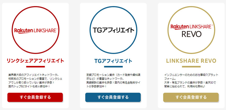 楽天リンクシェアの３つのサービス