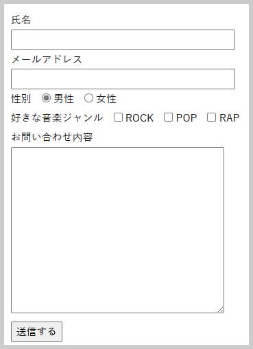 Contact form 7のデフォルトデザイン