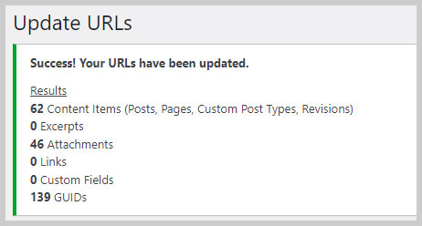 Success UPdate URLs