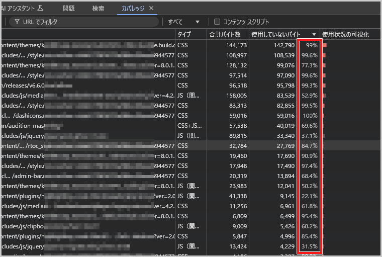 CSSやJavaScriptファイルの確認