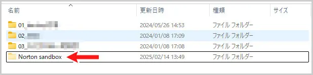 Norton Sandboxフォルダ
