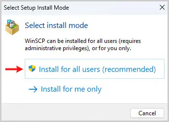 WINSCP｜Install for all users(recommended)