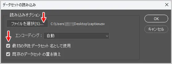 photoshop｜データーセットの読み込み
