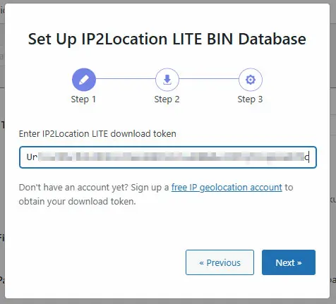 IP2Location Country Blocker｜トークンの入力