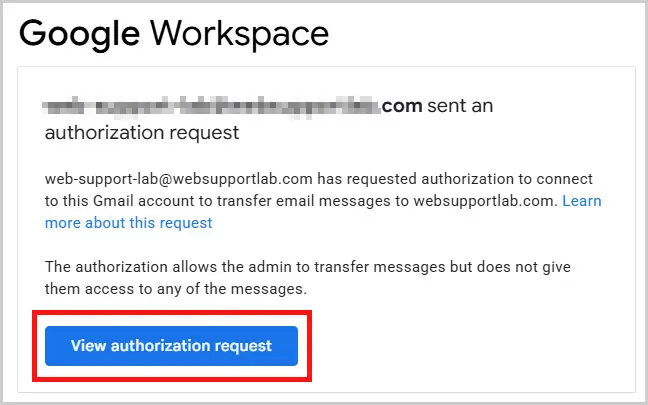 Gmail｜View authorization request