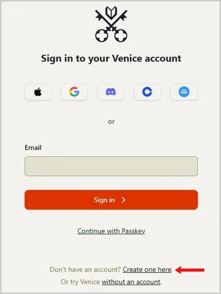 Sign in to your Venice account