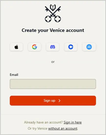 Create your Venice account