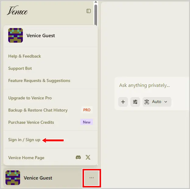Venice AI|Sign in / Sign up